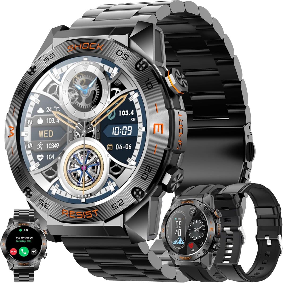 Grote Smartwatch Heren met Bellen, Muziekbediening & IP68 Waterdicht - Activiteitenplanner voor Android/iOS