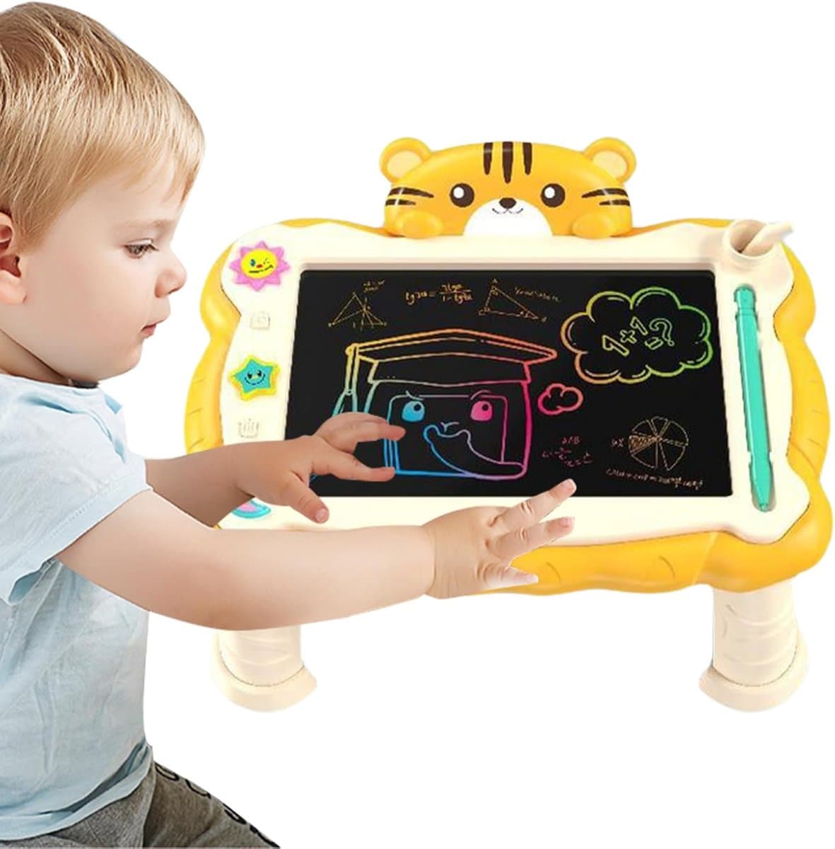 Lcd Tekentablet - Digitaal Schrijfbord - Kinderen Leren Tekenen - Herbruikbaar En Papierloos - 30.5 X 25 Cm - Geel