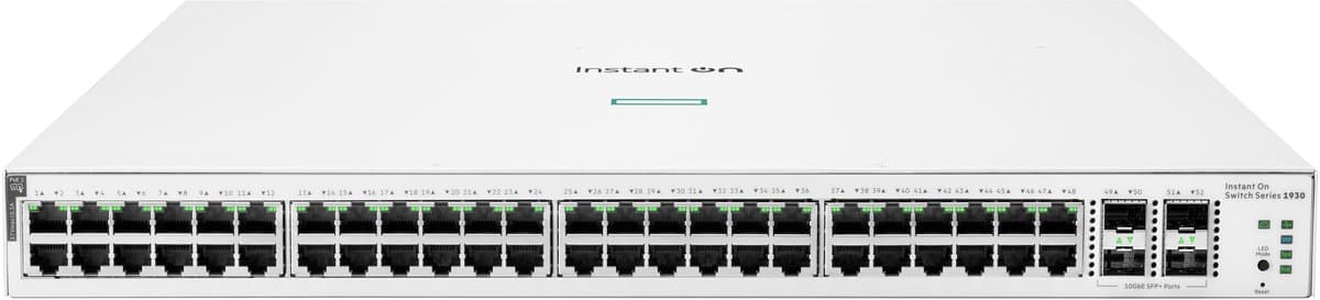 HPE Aruba Networking Networking Instant On Switch 48p Gigabit CL4 PoE 4p SFP+ 370W 1930 L2/L3/L4 Power over Ethernet (PoE)