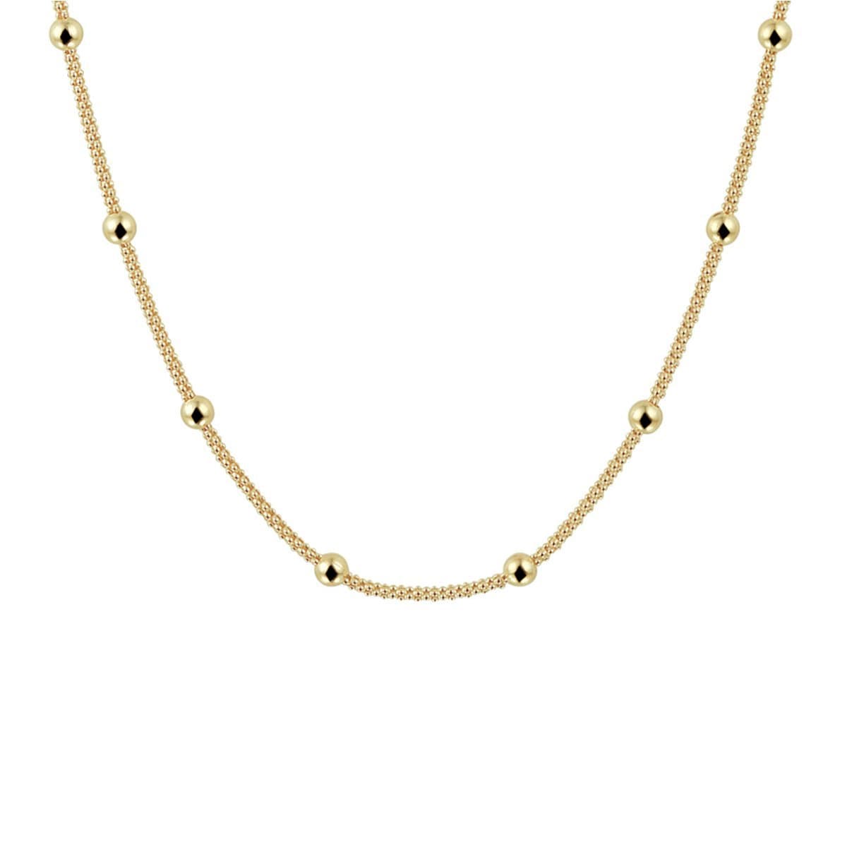 collier bolletjes 3,0 mm 40 + 4 cm 3 micron zilver verguld (geel)