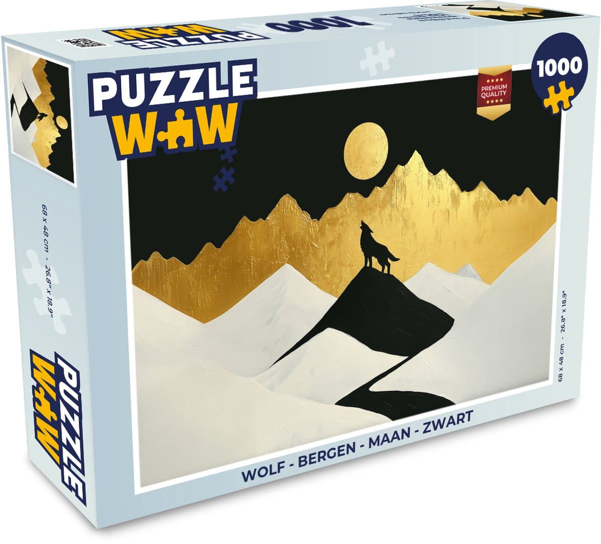 Puzzel Wolf - Bergen - Maan - Zwart - Legpuzzel - Puzzel 1000 stukjes volwassenen