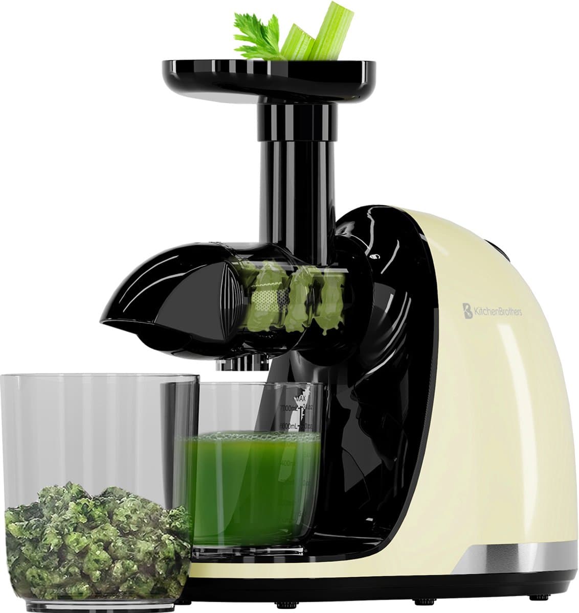 KitchenBrothers Slowjuicer - PFAS-Vrij - Juicer - Sapcentrifuge - Groenten en Fruitpers - 700ml - Met Pulpreservoir - Juice Maker - Champagne