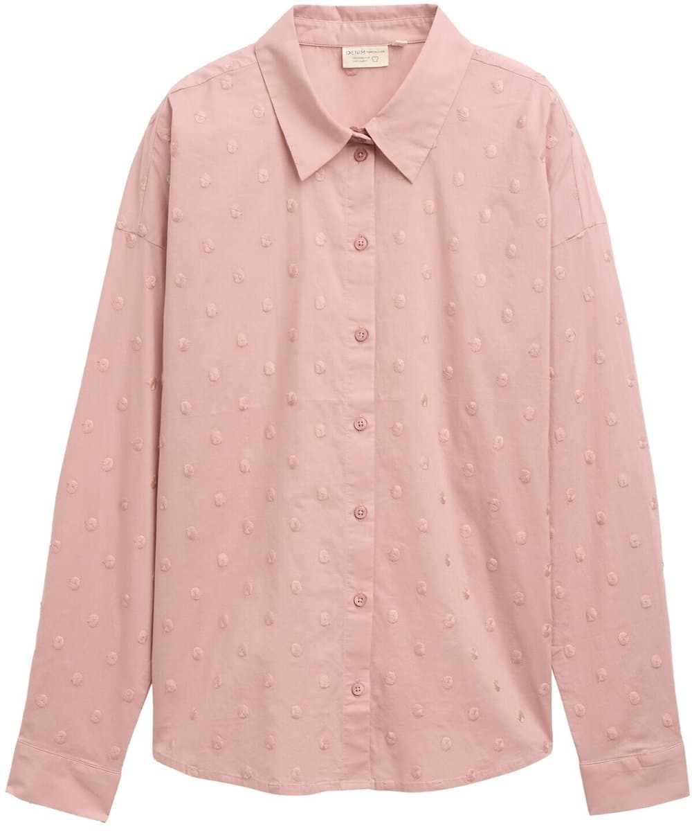 Tom Tailor Denim - Overhemdblouse met stippenpatroon - Maat XL - Antique Rose