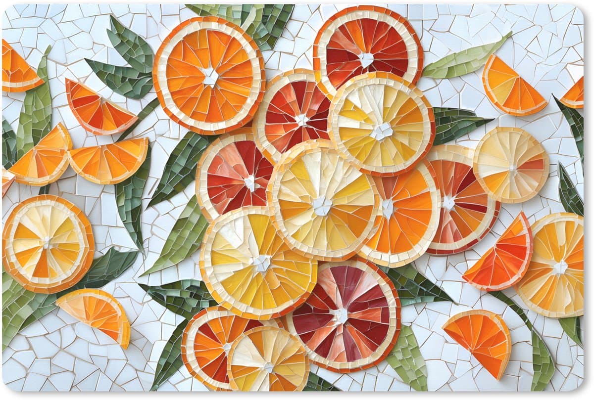 Muismat XXL 120x80 cm - Bureau onderlegger - Bureau mat Schijfjes - Fruit - Oranje - Mozaïek - Bureaumat - Gaming mousepad xl - Bureaulegger groot - Computer deskmat
