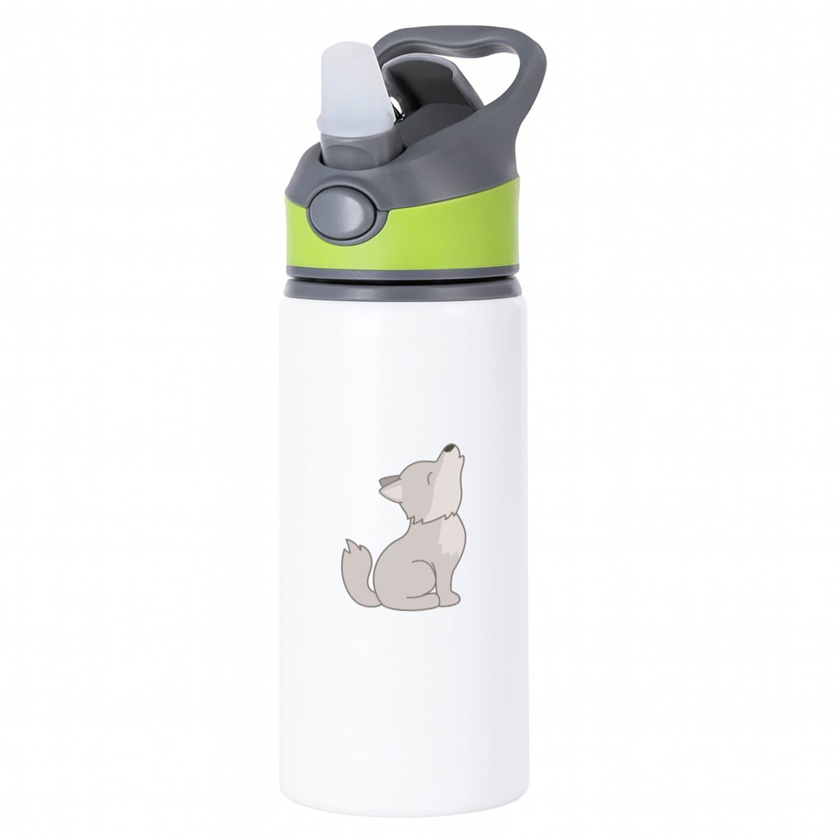 Hacebo® - Wolven waterfles met rietje groen - Wolf - Dieren liefhebbers - Honden - husky - dierendag - water fles - 650ML