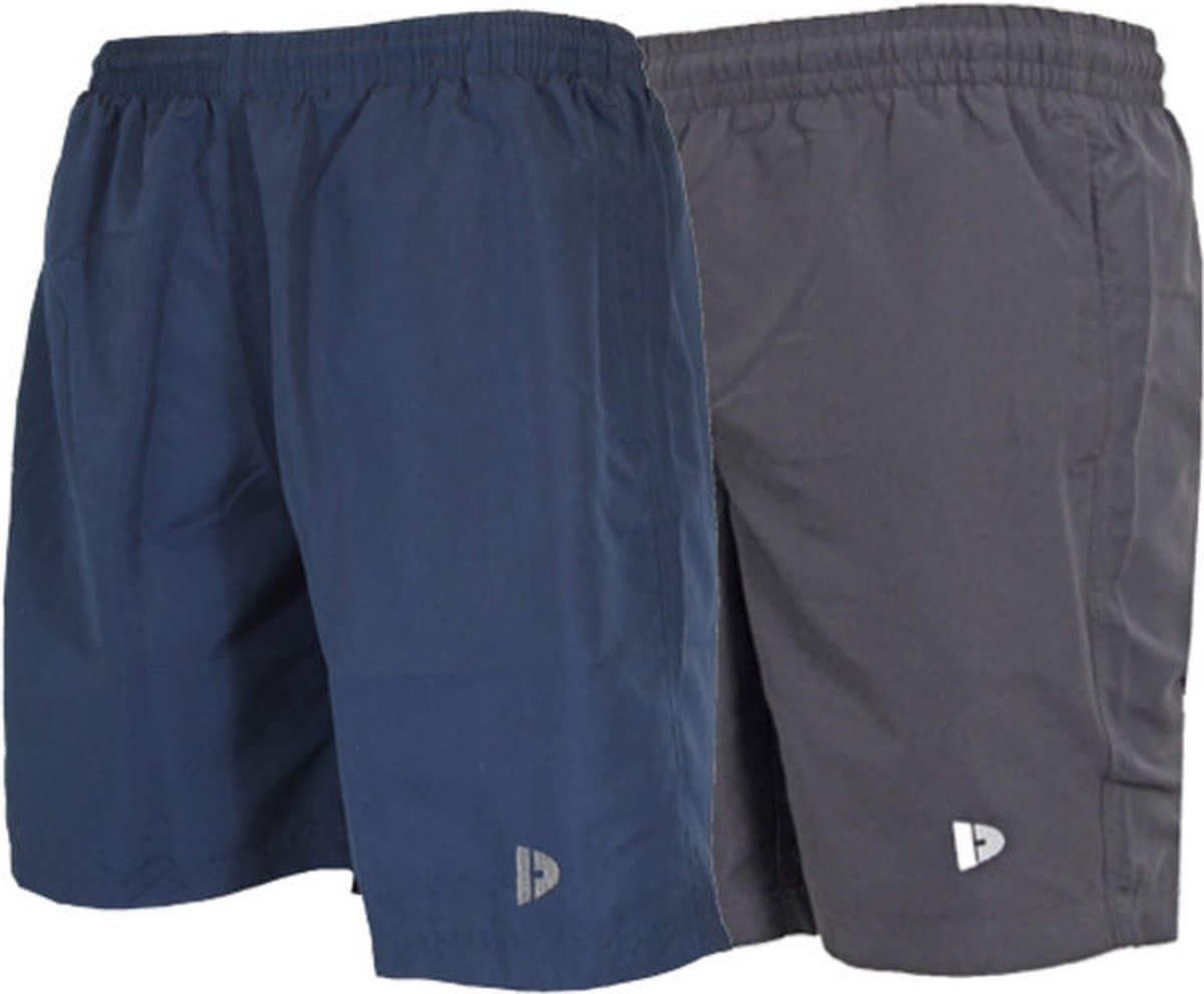 2-Pack Donnay - Micro Fibre Short (Ian) - Sportbroek - Heren - Navy/Charcoal (1397) - maat XL