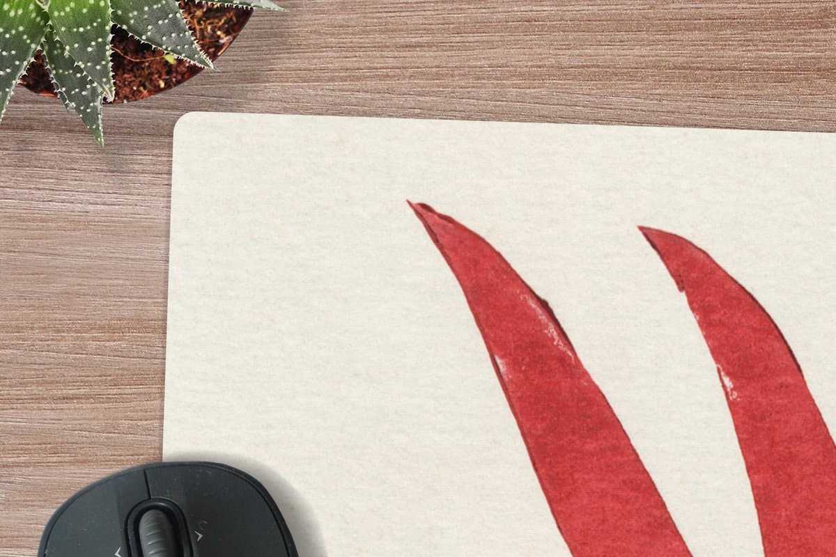 Muismat XXL 120x80 cm - Bureau onderlegger - Bureau mat Plant - Rood - Bladeren - Abstract - Bureaumat - Gaming mousepad xl - Bureaulegger groot - Computer deskmat