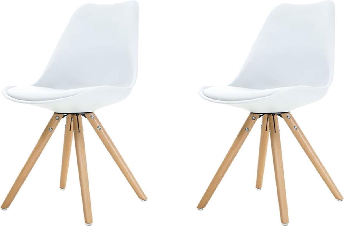 Essence Legno stoel wit - Houten onderstel - Set van 2