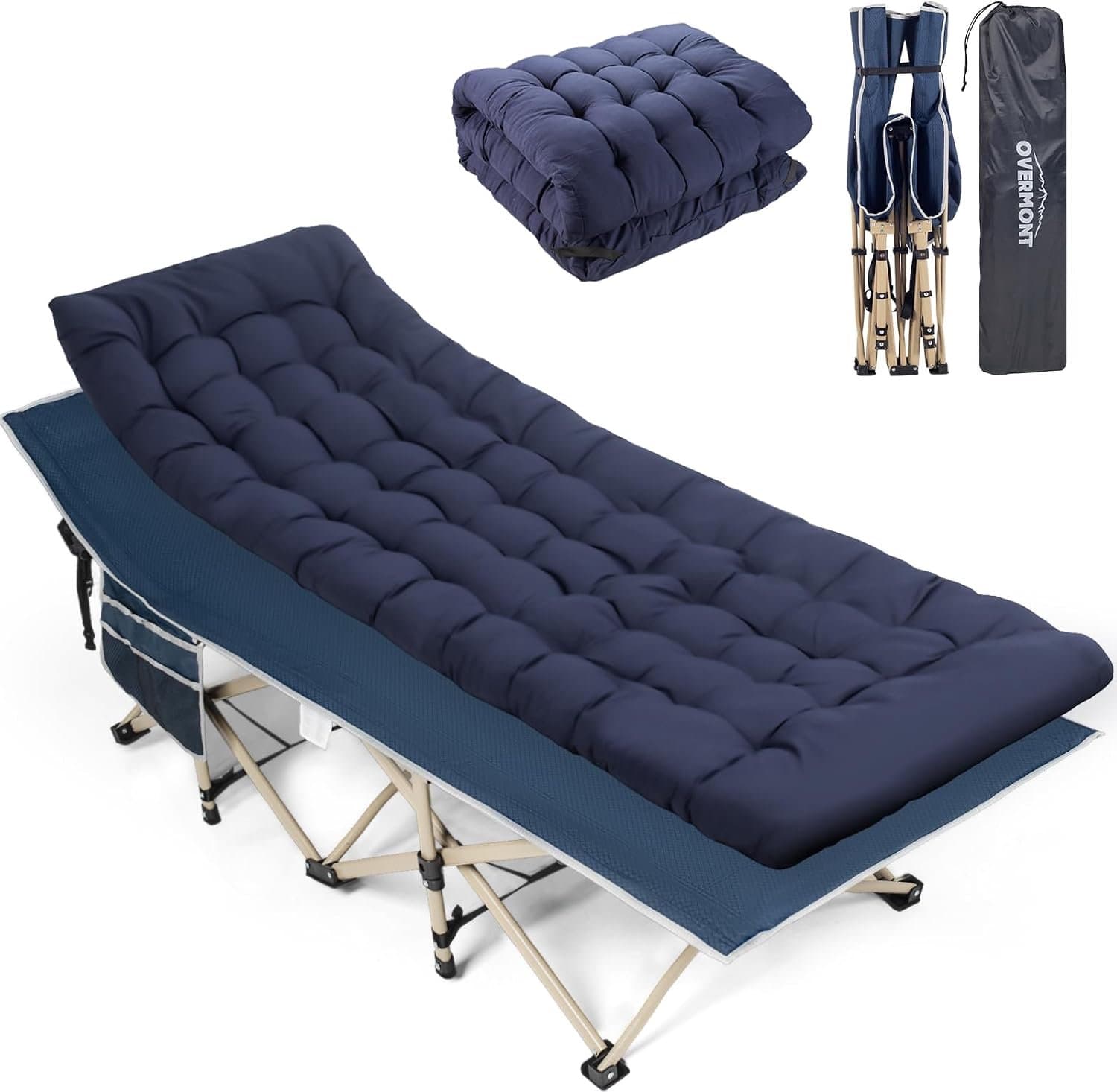 Zivano Veldbed - Veldbed Kamperen - Opvouwbaar Campingbed - Blauw - 190cm x 71cm x 36cm
