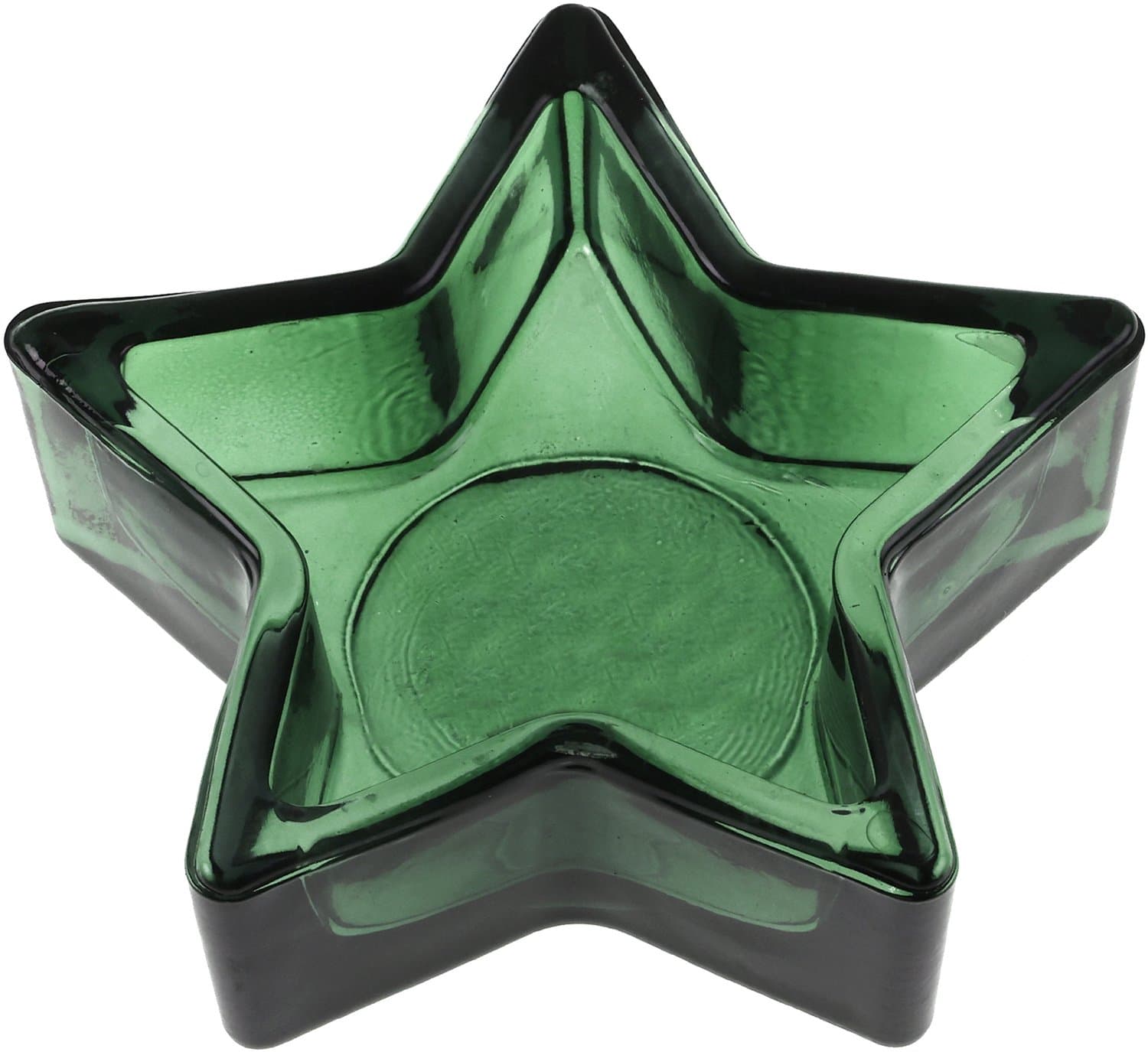 SANTEX - Stervormige kandelaar van dennengroen glas 9 x 3 cm