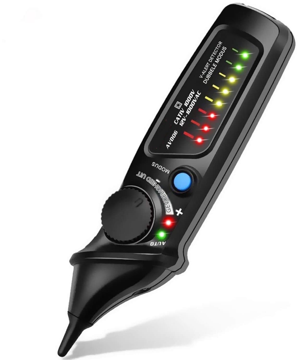 SSTRWGOOD Berührungsloze Spanningstester - Niet-contactspanningszoeker - 12-1000V Automatisch/Manueel - Instelbare Gevoeligheid met LED-indicatie - Geschikt voor Stopcontacten en Kabels - Kunststof Behuizing - Afmetingen 17x5,5x3,5cm