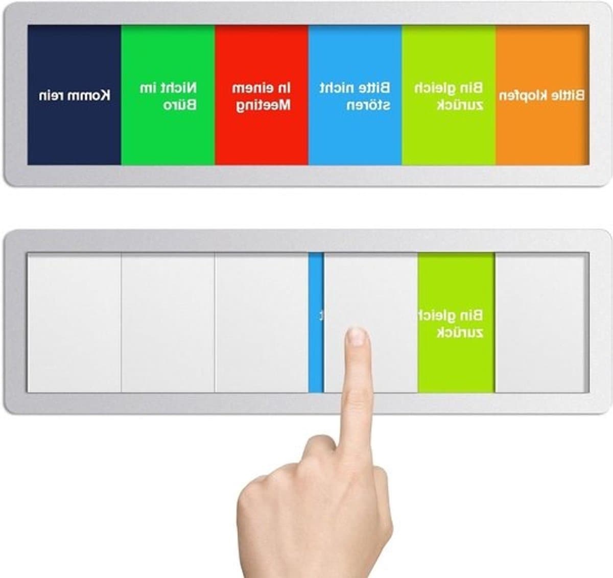 Deurhanger - met melder - Statusindicator - Communicatie verbeteren - Vijf opties - 5 x 5 cm - Multicolor