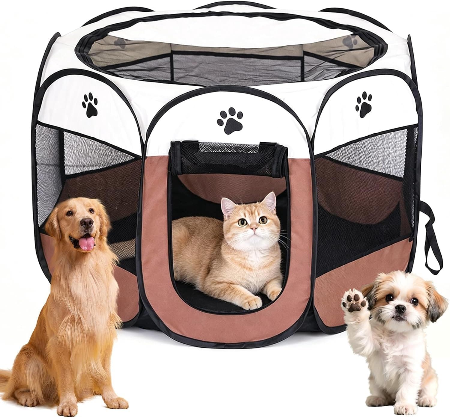 Hondenbox, Opvouwbaar, Puppybox voor thuis, Kattenhok voor binnen, Buiten, Hondenkooi, Hondentent, Vrijloophok - Vemera