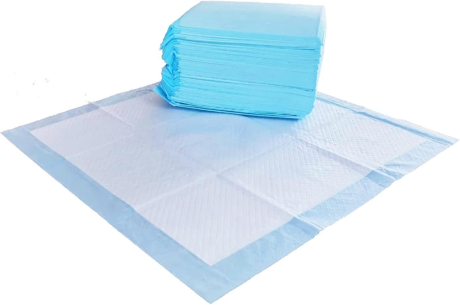 Pipipads Hond - 50 Stuks Wasbare Training Pads - 5-Laags Superabsorberend - 56 x 56 cm - Geurslot & Antilek Rand - Voor Pups en Honden - Blauw/Wit