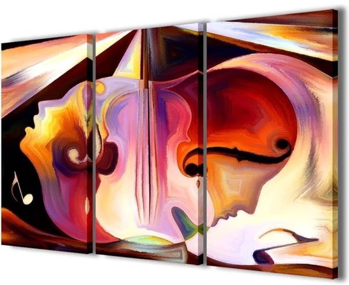 Abstract Painting 010 - Modern abstract canvas - 3 panelen - ingelijst - klaar om op te hangen - 90 x 60 cm