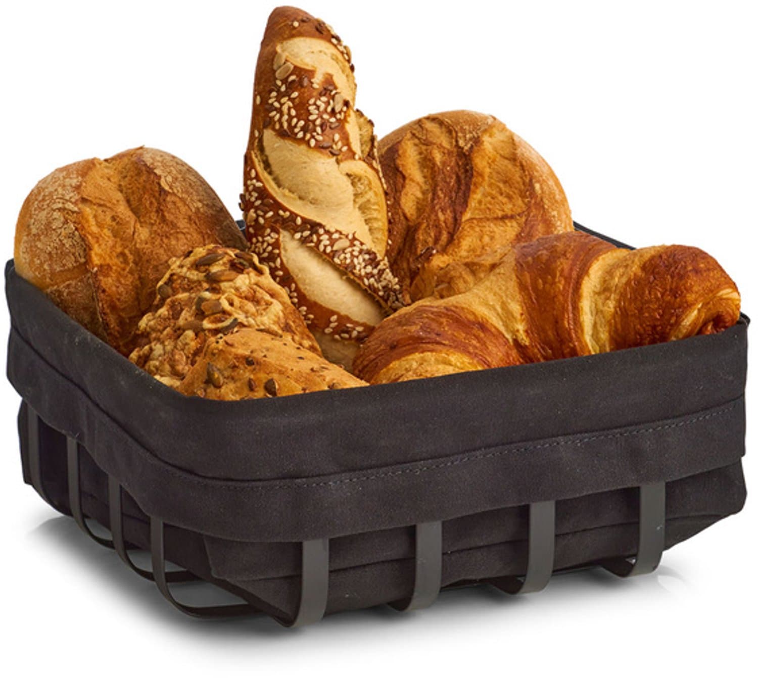 Zeller metalen broodmandje - 22 x 22 cm, hoogte 9 cm, zwart