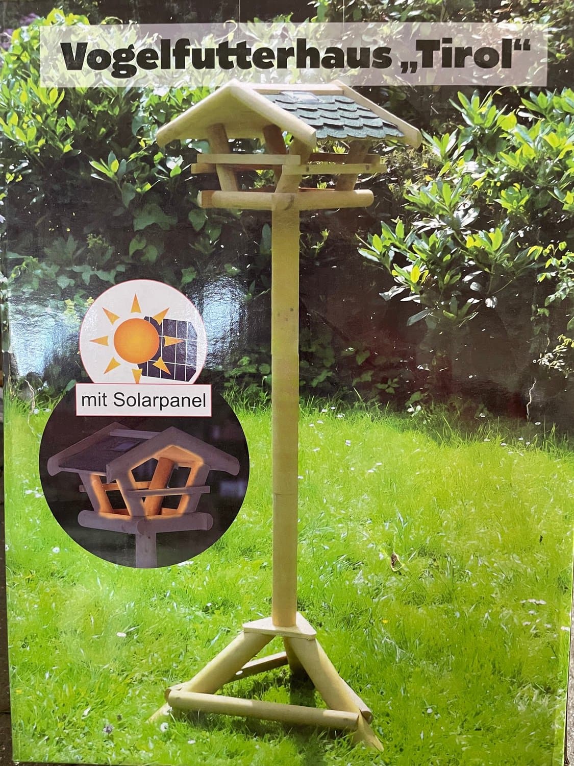 Vogelvoederhuisje Tirol met standaard en zonnepaneel