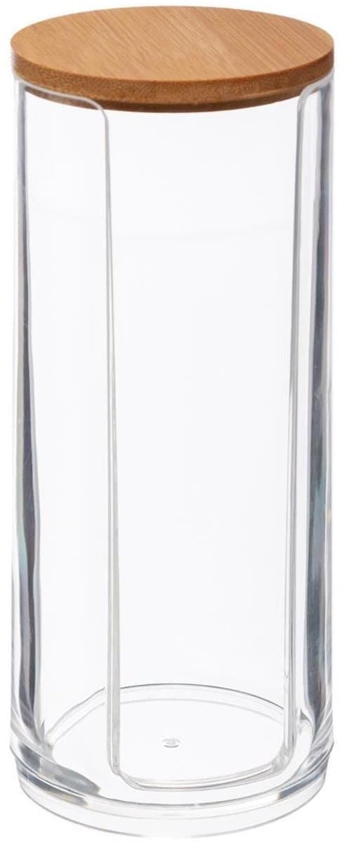 5five Bamboe Wattenpad Dispenser - Transparant, 7,5 cm x 17,5 cm