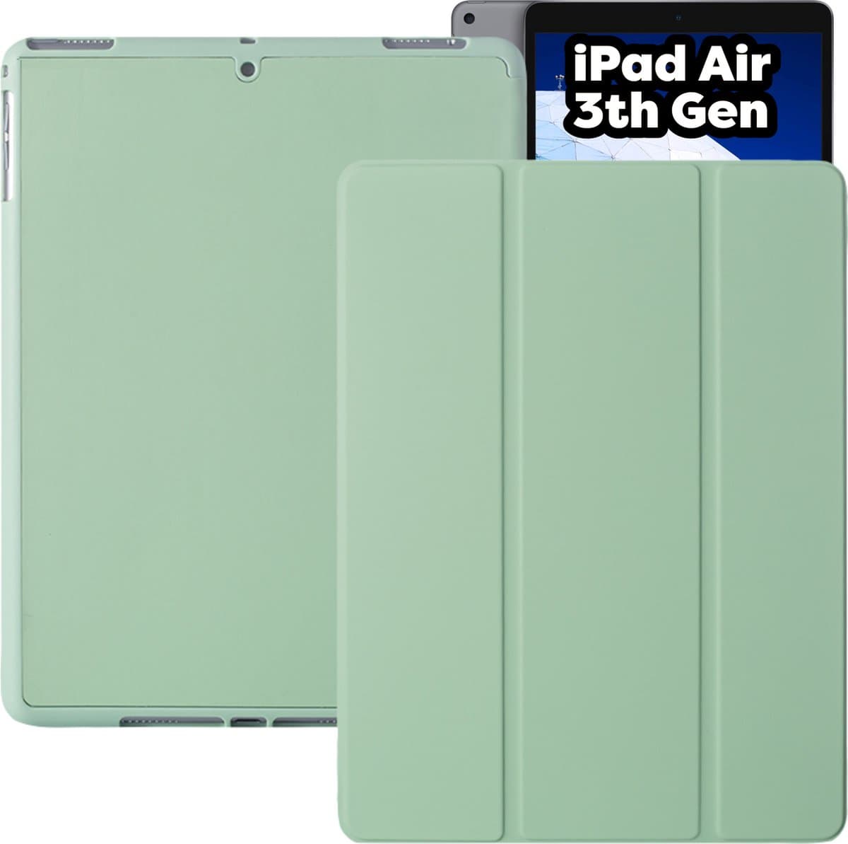 Tablet Hoes + Standaardfunctie - Geschikt voor iPad Air Hoes 3e Generatie -10.5 inch (2019) - Licht Groen