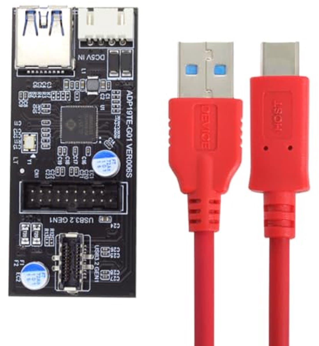 Dual USB 3.0 Adapter Splitter voor Type-C en 19/20Pin Header - 5Gbps