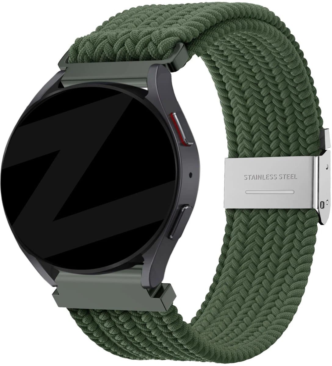 Bandz Woven Nylon Strap (Olijfgroen) geschikt voor Garmin Vivoactive 4, Venu 2, Venu 3, Venu 4 - 45mm, Forerunner 255, 265, 570 - 47mm - Comfortabele en duurzame horlogeband