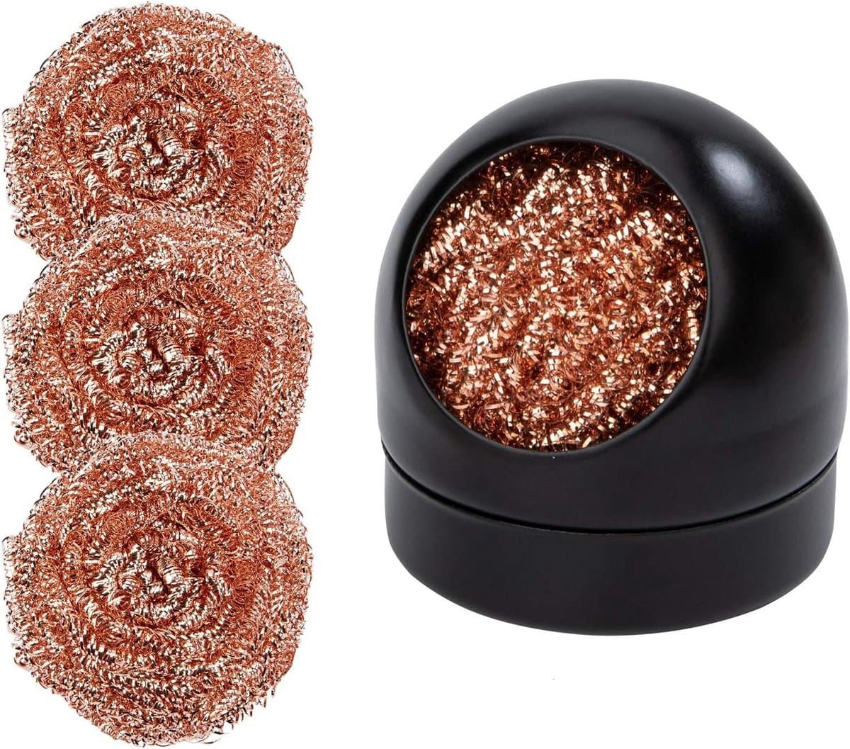 Orivio - Soldeerpunten reiniger en houder, messing-tip reiniger kit met zacht gewikkelde scrubber reinigingsdraad: ideaal voor soldeerpunten (4 messing ballen, zwart)