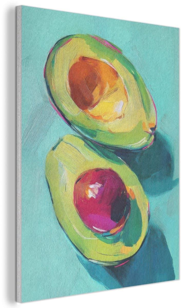Akoestisch wandpaneel 30x40 cm - Vilt schilderij Avocado - Groen - Pit - Schaduw - Akoestische panelen - Geluidsdempende wanddecoratie - Geluidsisolatie woonkamer - Muurdecoratie geluidspanelen