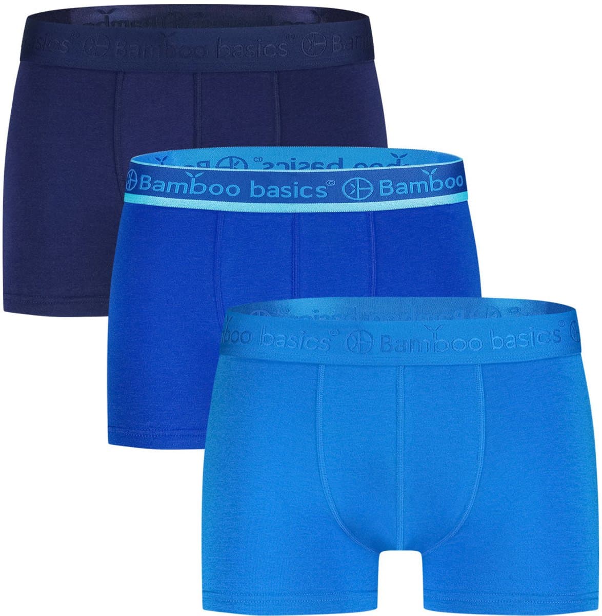 Bamboo Basics Heren Bamboe Trunk Boxershorts Liam (3-pack) - Lichtblauw, blauw, donkerblauw - Ondergoed Heren - Boxershort Heren Korte pijp - Maat XL
