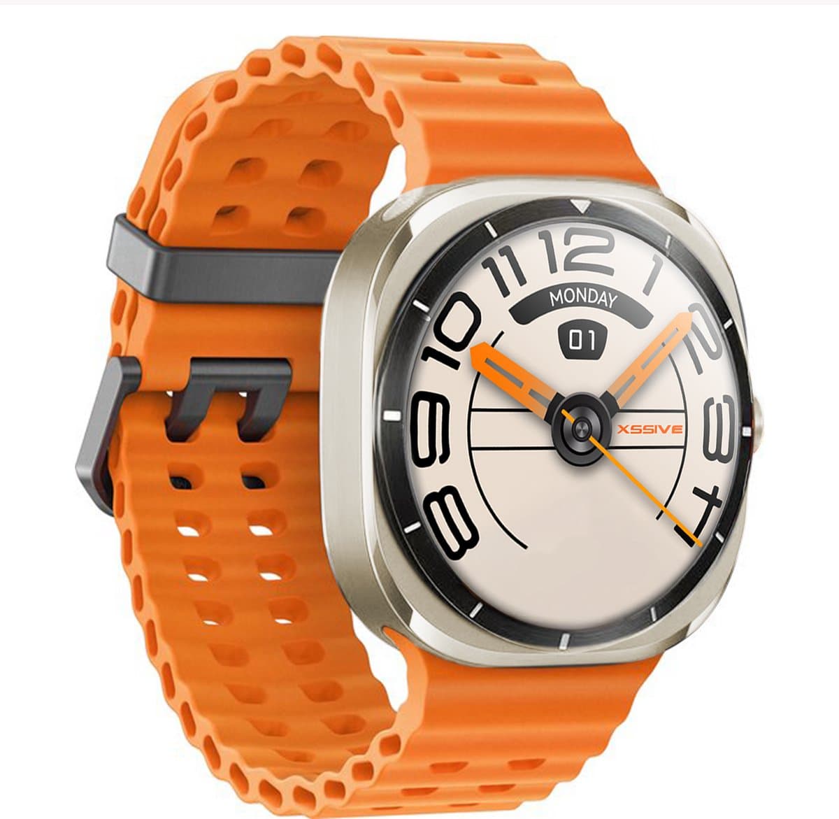 Xssive Watch Ultra 3 - Smartwatch Dames - Stijlvol Horloge met Belfunctie - 1.43" AMOLED - Hartslag & Zuurstofmeter - incl. 2 Bandjes (Zwart & Oranje) - Smartwatch - Titanium Gray
