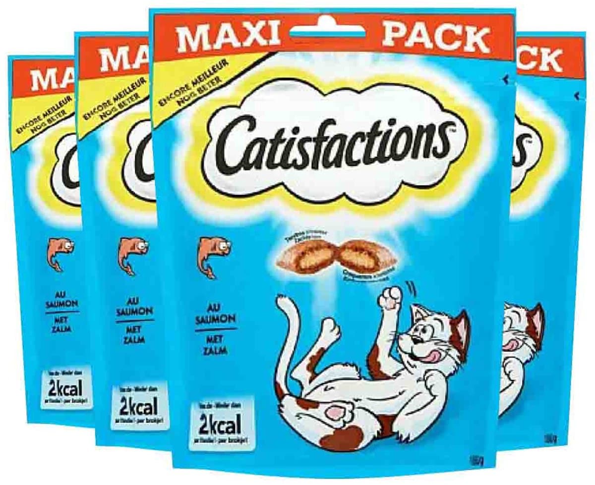 Catisfactions Megabox Kattensnoepjes Kip & Kaas & Zalm - 4 x 180 gr - Voordeelverpakking