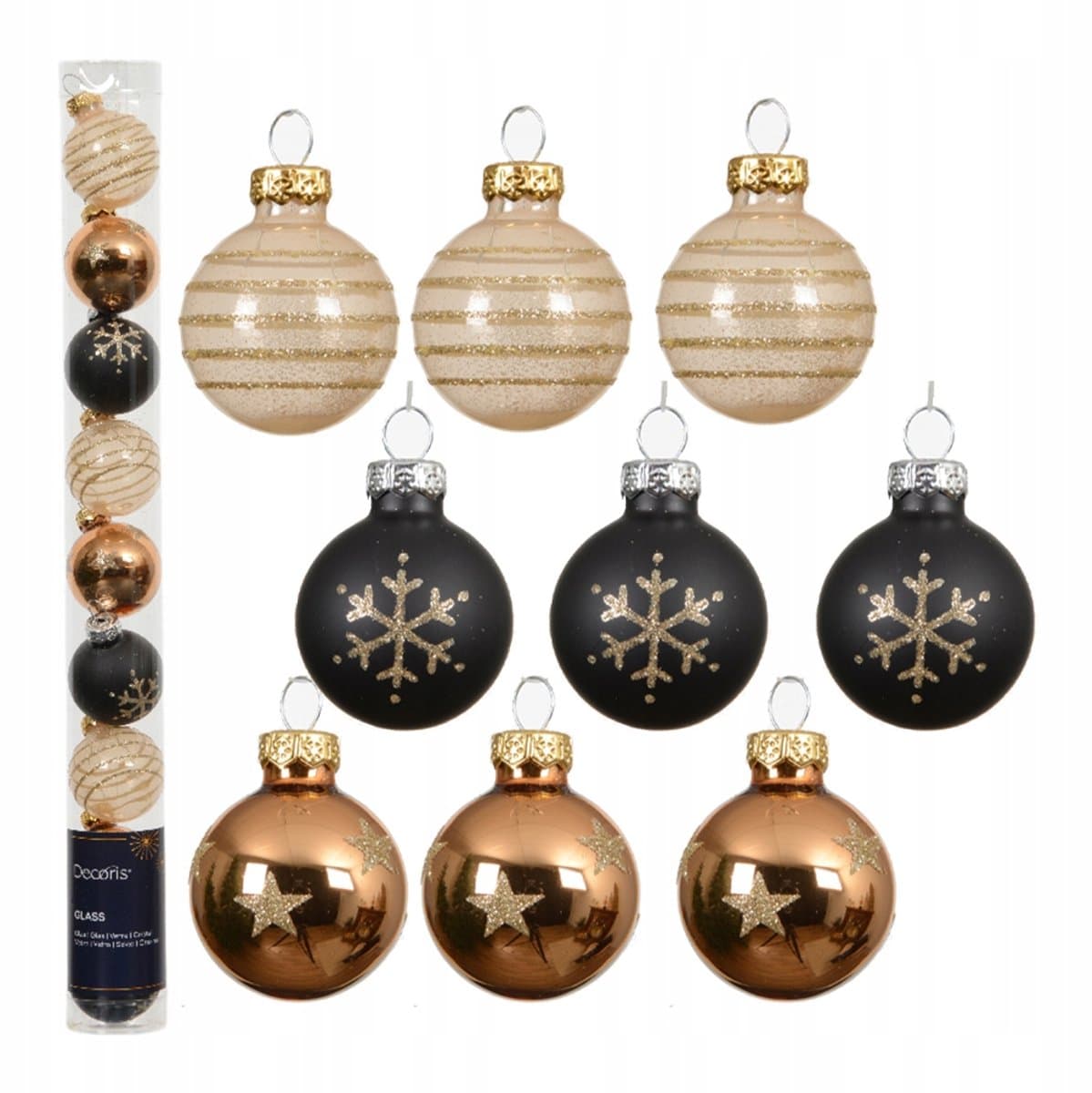 Glazen Kerstballen 3cm MIX 9 Stuks - Decoratieve Set