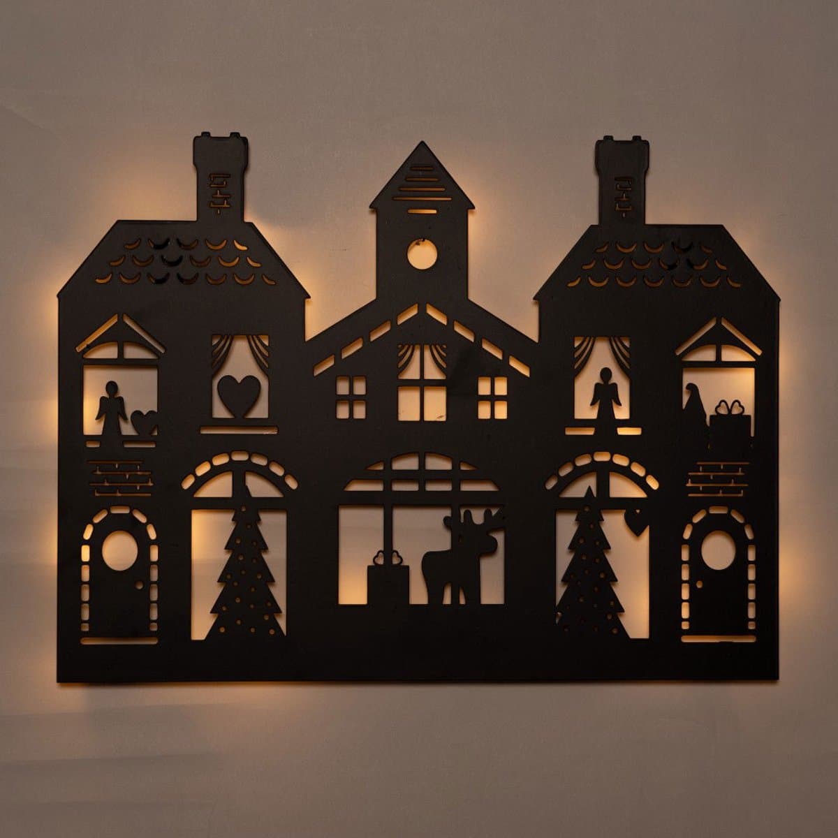 Annas collection - Muurhanger kersthuizen 40x32 cm zwart
