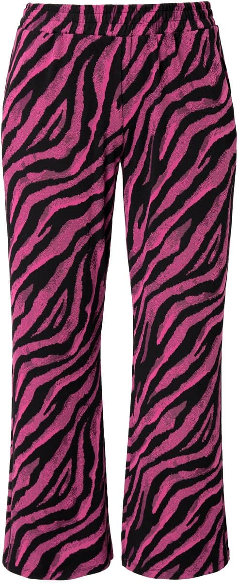 MIAMODA - Dames - Broek gekleurd zebramotief elastische tailleband. - Hibiscusrood - Maat 48