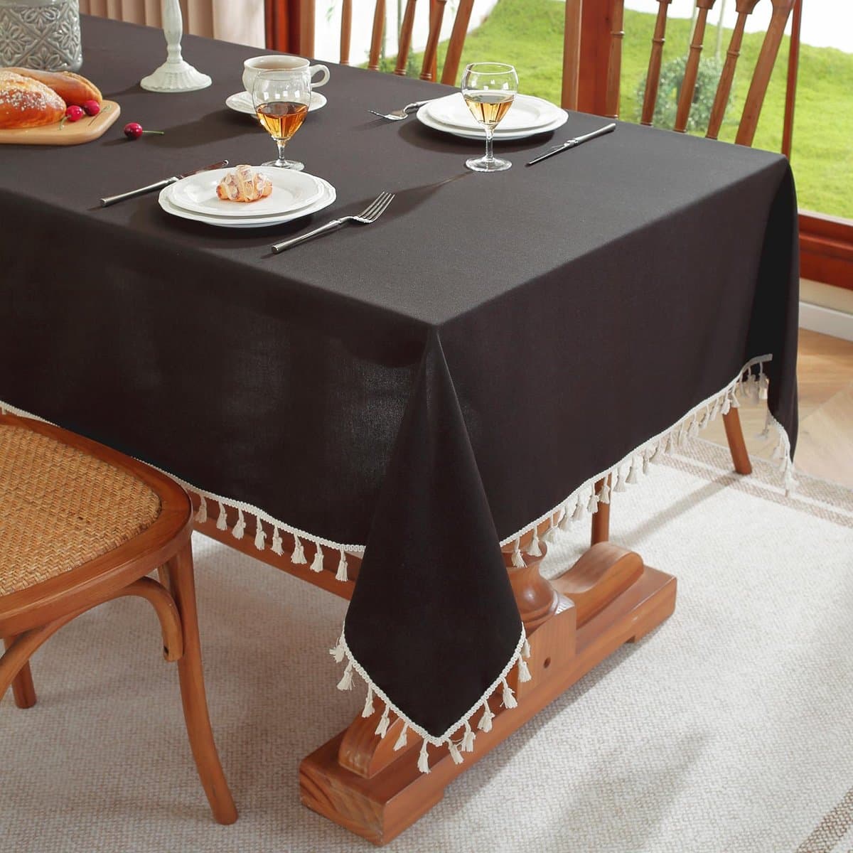 Ibenzoa® Waterdicht rechthoekig tafelkleed met elegante kwastjes en lotuseffect voor binnen en buiten