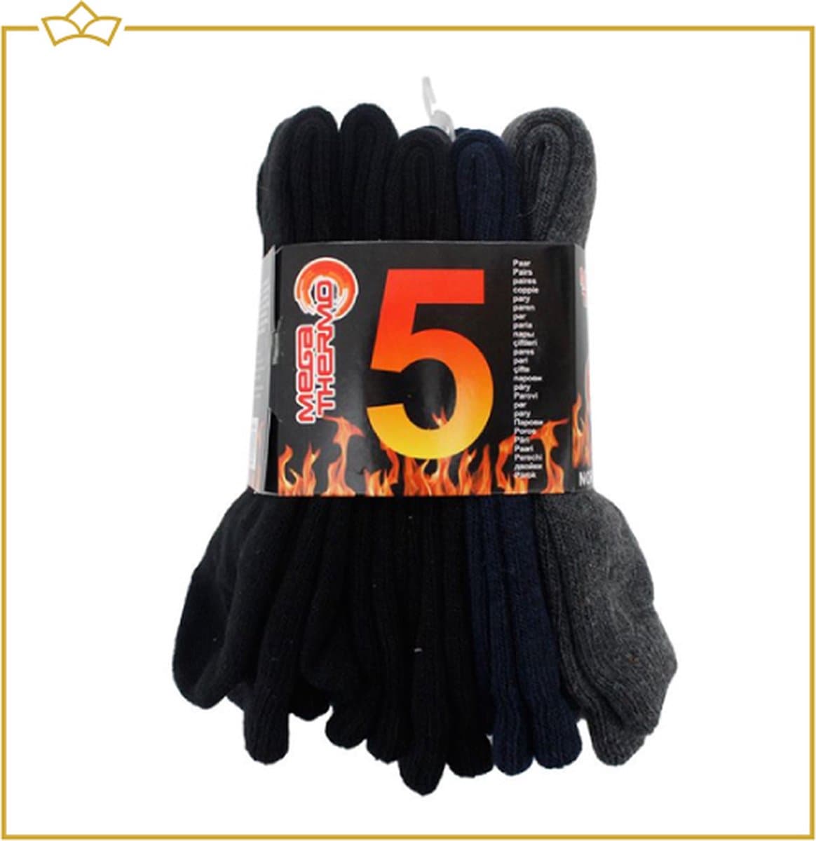 ATTREZZO® Thermosokken - Maat 43-47 - 5-Pack - Thermo Sokken