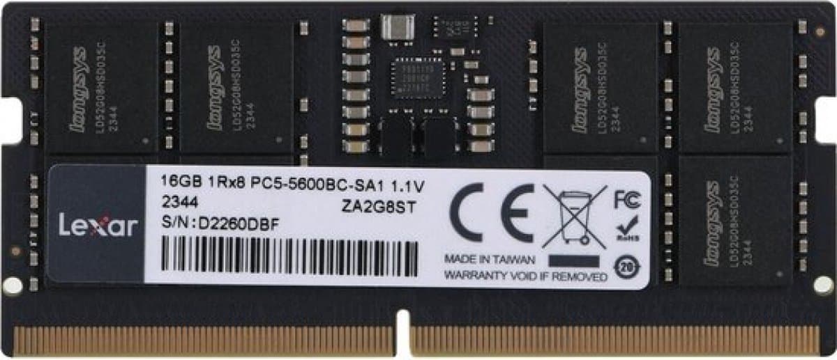 Lexar DDR5 16 GB 262-pins SO-DIMM 5600 MHz, CL46, 1,1 V - blisterverpakking