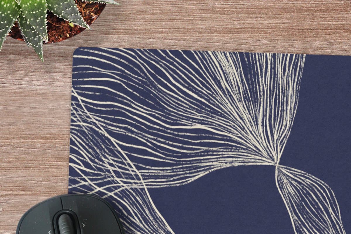 Muismat XXL 80x60 cm - Bureau onderlegger - Bureau mat Line art - Abstract - Blauw - Lijnen - Bureaumat - Gaming mousepad xl - Bureaulegger groot - Computer deskmat