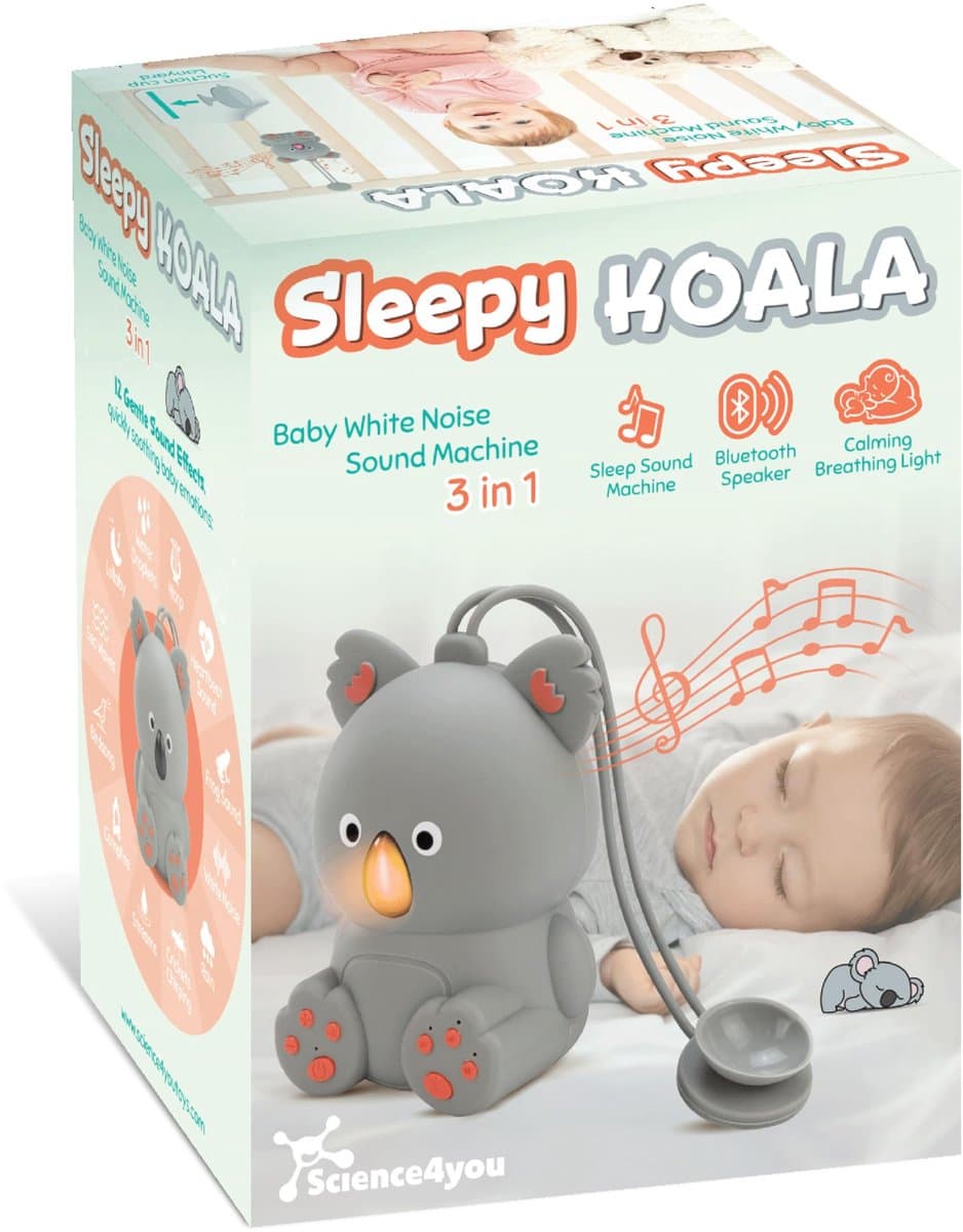 Science4you Sleepy Koala – Witte ruis machine om baby's te helpen slapen, draagbare geluidsmachine voor baby's met nachtlampje, oplaadbare, slaapverzoeker voor pasgeborenen