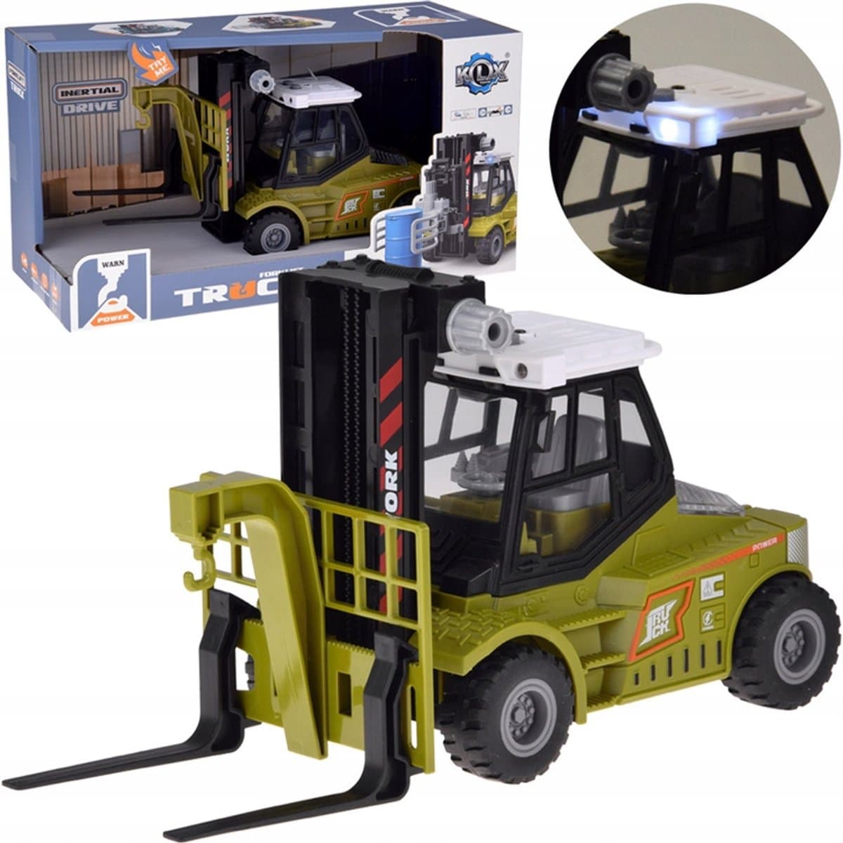 Speelgoed heftruck met licht, geluid en beweegbare lepels