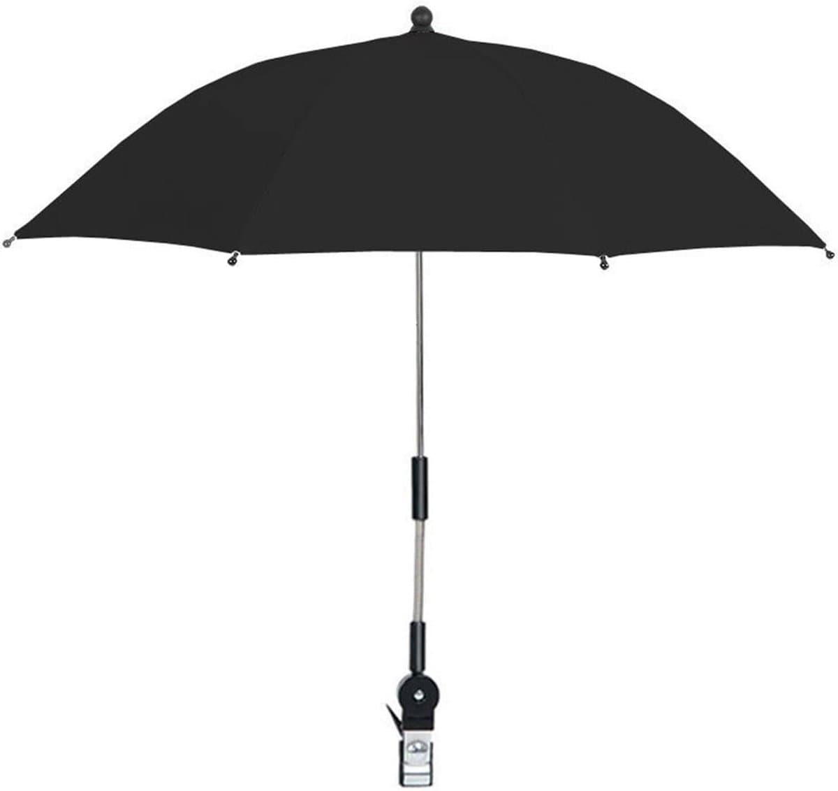 Stoelparaplu Met Klem - Draagbare Zonwering - Bescherming Tegen Zon - Flexibele Klembevestiging - 80 Cm Diameter - Zwart