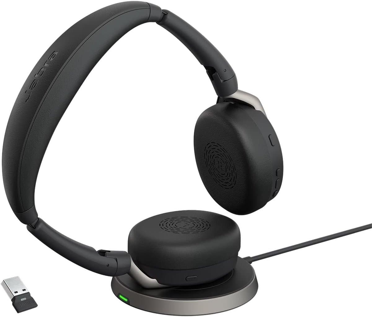 Thijox - Draadloze Bluetooth Stereo Headset met Noise Cancelling, Oplaadstation, Jabra ClearVoice Technologie en Hybride ANC - Zwart voor Thuis, Kanto