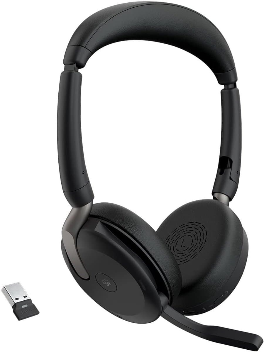 Thijox - Draadloze Stereo Headset met Bluetooth, Noise Cancelling, Jabra ClearVoice Technologie, Hybride ANC, Gecertificeerd voor MS Teams, Zwart - Ev