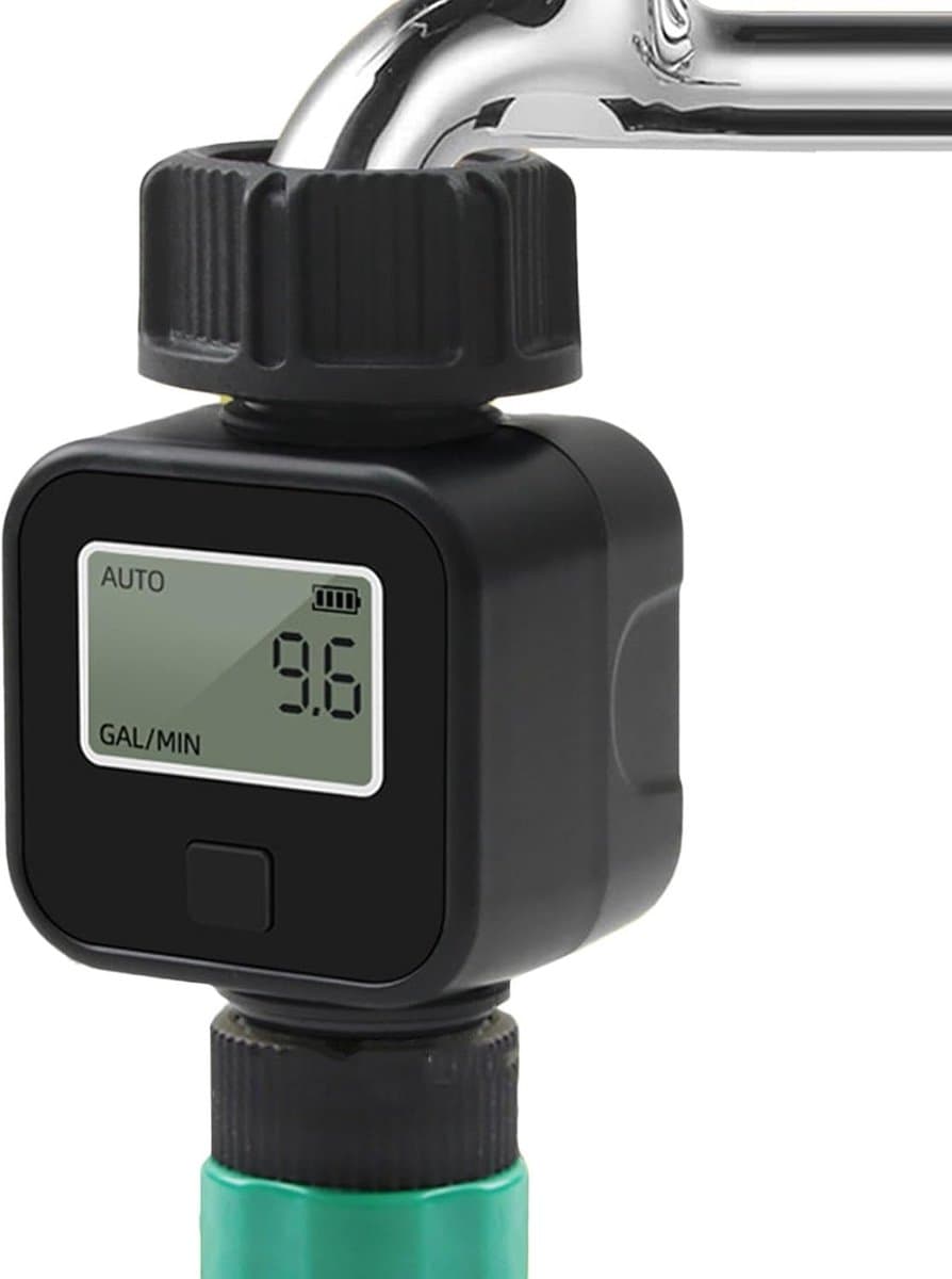 Tuinslang Watermeter - Waterverbruiksmonitor - Water Besparen - Automatische Uitschakeling - 3/4 Inch - Zwart