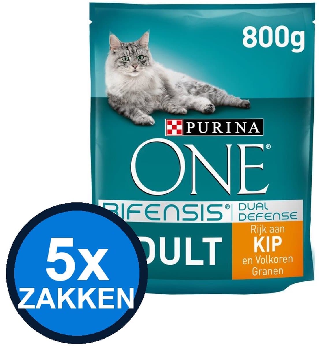 5x Purina One - Adult Kip - Kattenvoer Droogvoer - 800 g