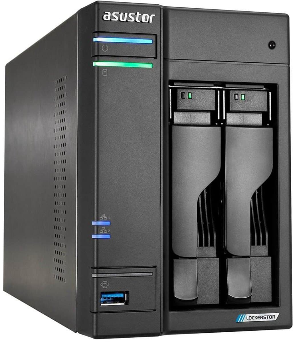 Asustor LOCKERSTOR 2 Gen2 (AS6702T) NAS Desktop Intel® Celeron® N5105 4 GB DDR4 0 TB ADM Zwart