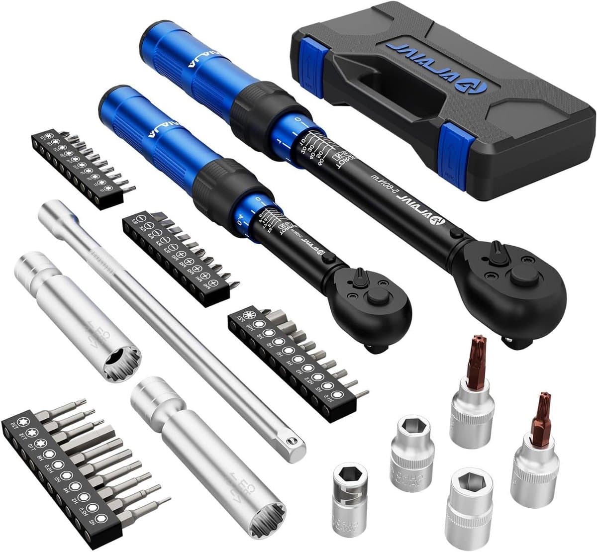 Momentsleutel Set - Draaisleutel Gereedschap - Precisie Aandraaien - 50 Delig Compleet - 3-60 Nm - Blauw