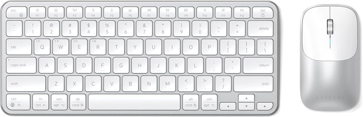 Satechi Slim CEX1 Draadloze Muis & Toetsenbord Combo – Bluetooth 5.3 Connectiviteit – Verbinding met 3 Afzonderlijke Apparaten – Lichtgewicht en Duurzaam Ontwerp - Grijs