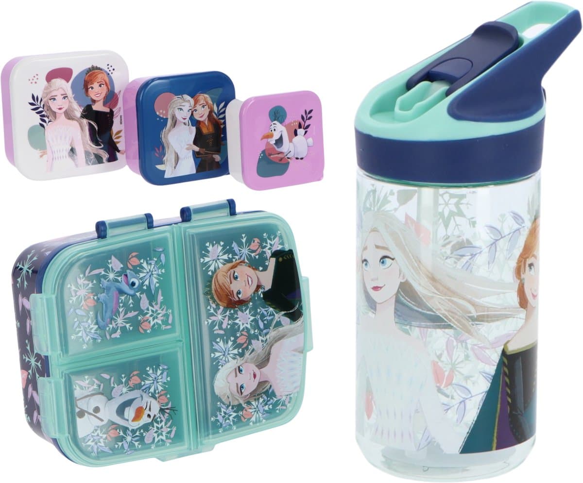 Frozen lunchset; drinkfles, lunchbox en snackbox