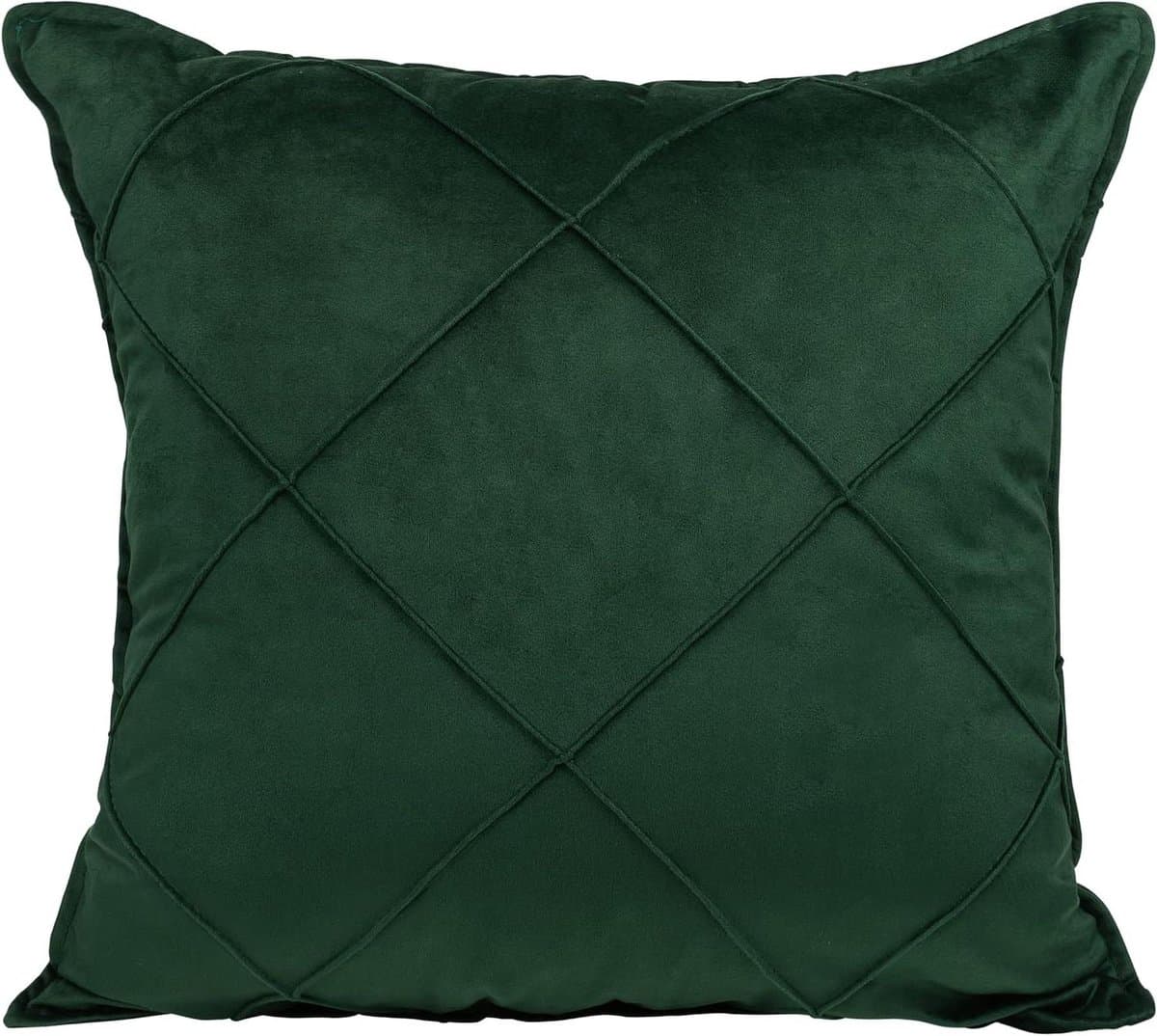 Sierkussen Geruit - Kussen Bank - Woonkamer Decoratie - Subtiel Ruitpatroon - 50 x 50 cm - Donkergroen