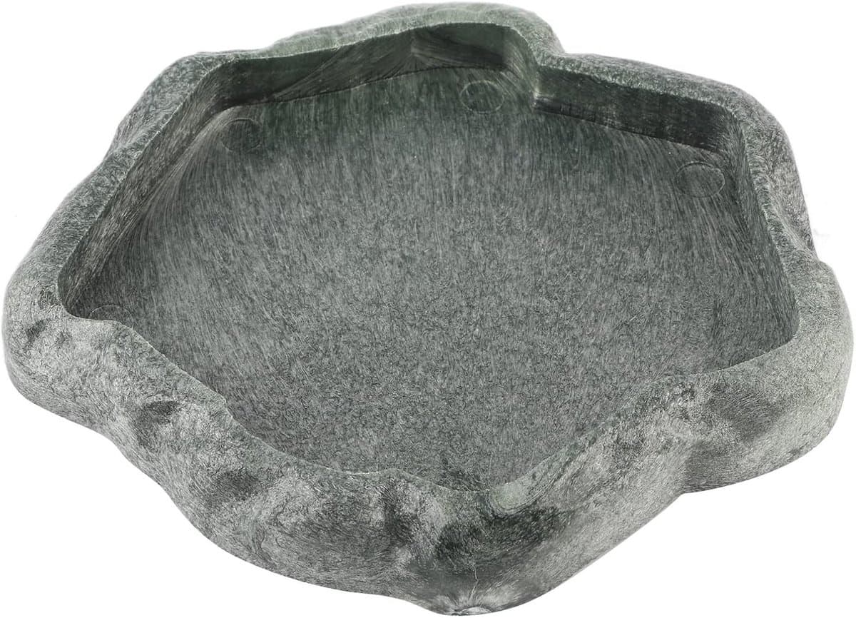 Waterbak voor Reptielen van Hars, Antislip Drink- en Voerbak voor Schildpadden, Chameleons en Hagedissen, Natuurlijke Look, Ideaal voor Terrarium
